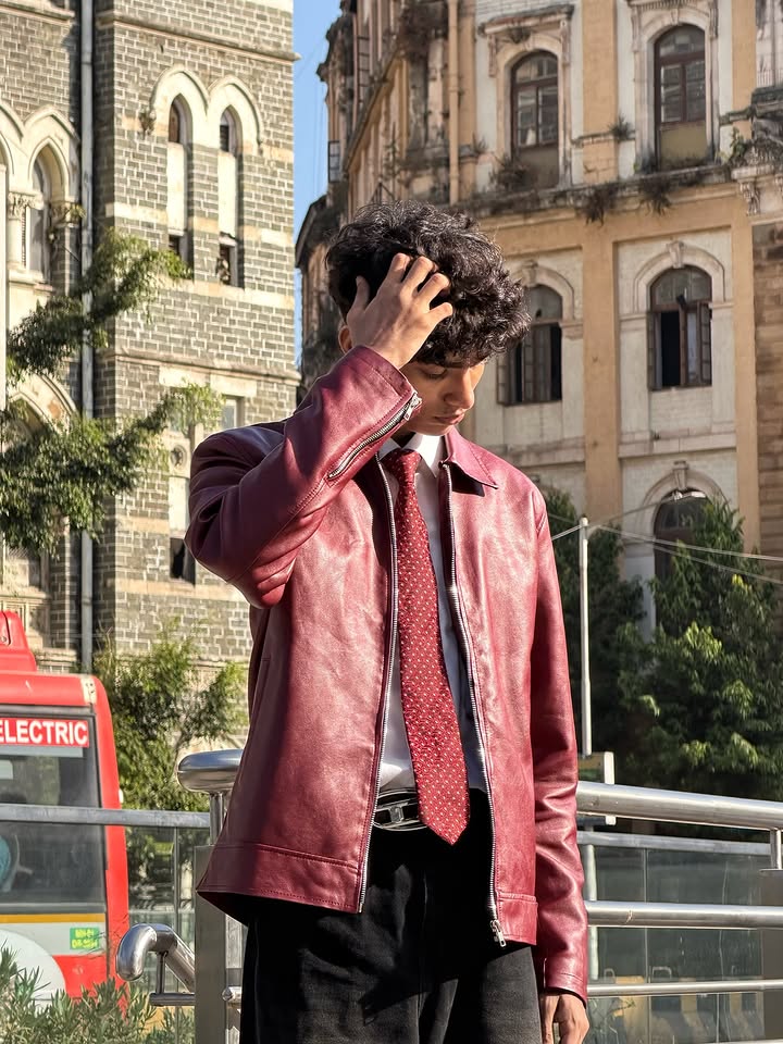 Dripheaven Premium Maroon Faux Leather Jacket for Men – Stylish Zip-Up Casual & Streetwear Jacket