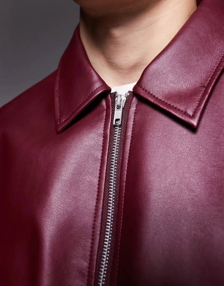 Black & Maroon Faux Leather Jacket Combo – Premium Streetwear | DripHeaven