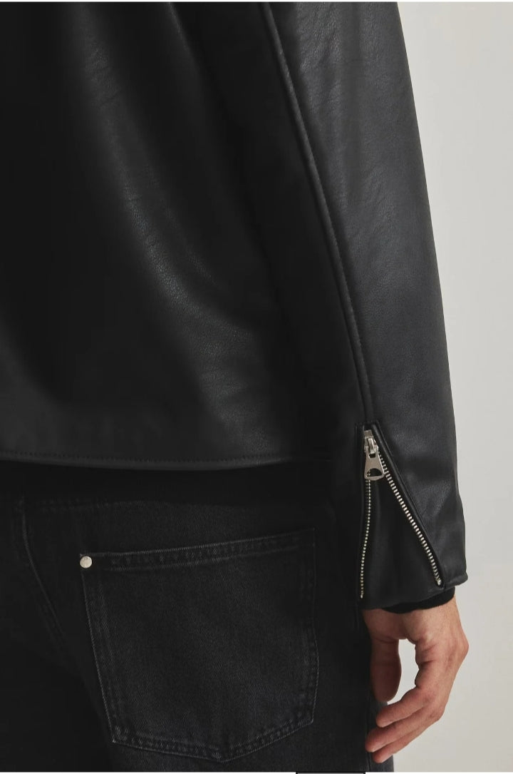 Vintage Black Faux Leather Bomber Jacket for Men & Women | Unisex Streetwear Jacket