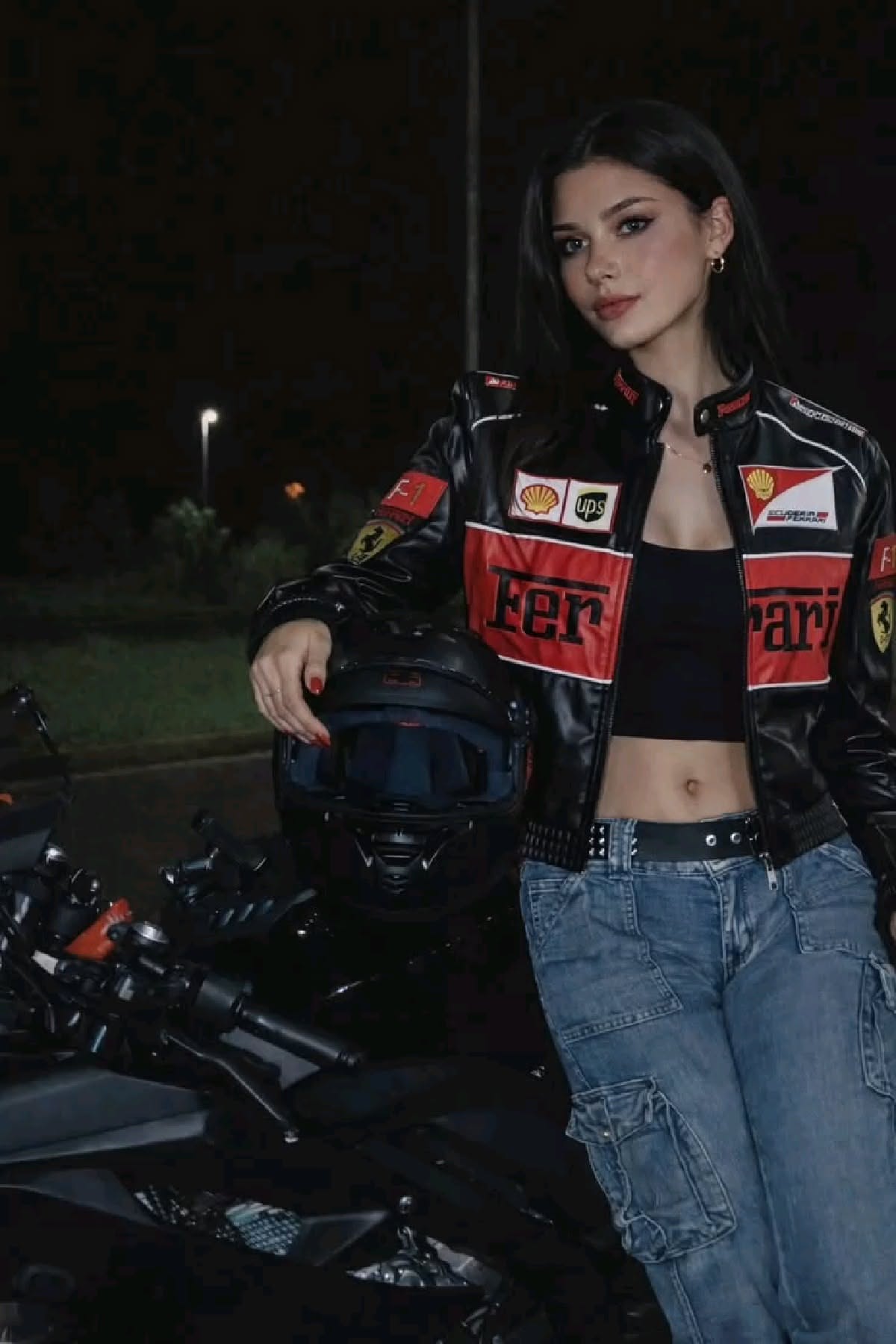DripHeaven.inBlack Ferrari Inspired Leather Racing Jacket | Premium Motorsport Streetwear