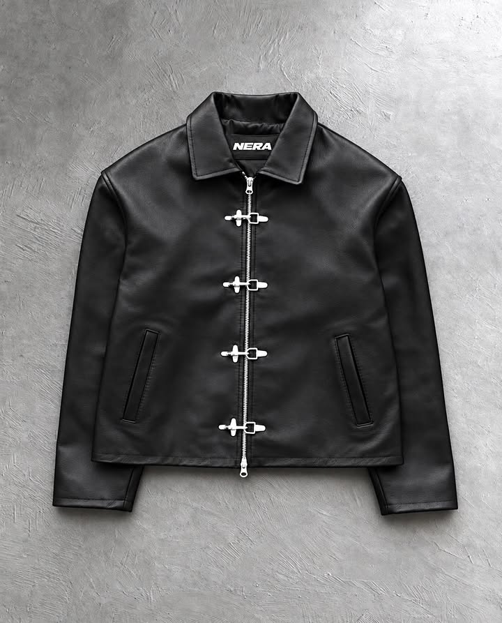 Premium Black Leather Jacket for Men & Women | Stylish Buckle Design Streetwear Jacket | Dripheaven Clothing