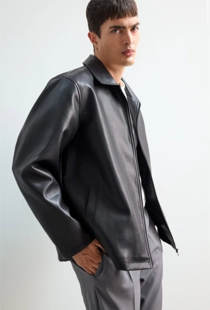 DripHeaven.in | Black Faux Leather Jacket | Premium Biker Streetwear | Luxury Edition | Limited Stock